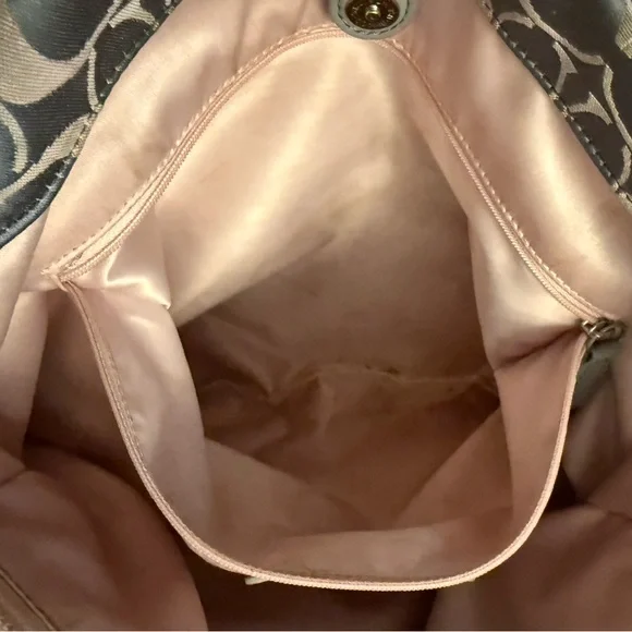 Coach Ashley Signature Sateen Large Satchel Bag Gray Khaki F18450 - Picture 13 of 15